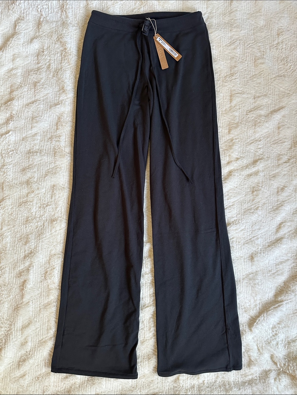 SKIMS Cotton Jersey Straight Leg Pant - Black Soot